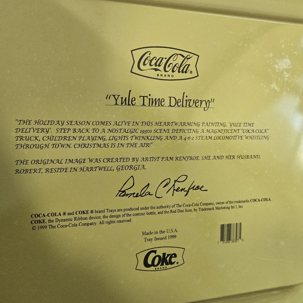 Vintage 1999‎ Coca-Cola Yule Time Delivery Station Tin Tray 17.5 X 12.75